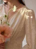 Rosalina V-Neck Embroidery Cotton Dress
