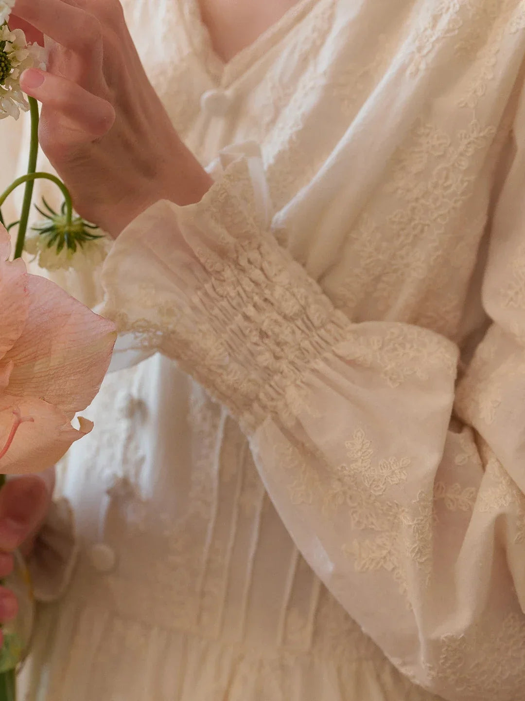 Rosalina V-Neck Embroidery Cotton Dress