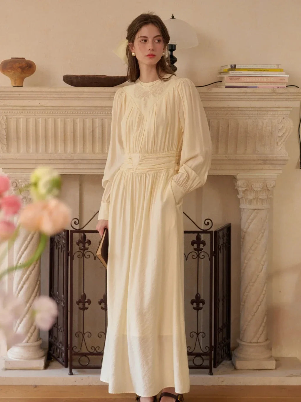 Rosie Round Neck Embroidery Dress