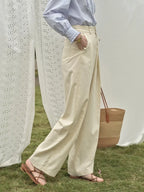 Quincy Pleated Cotton Trousers