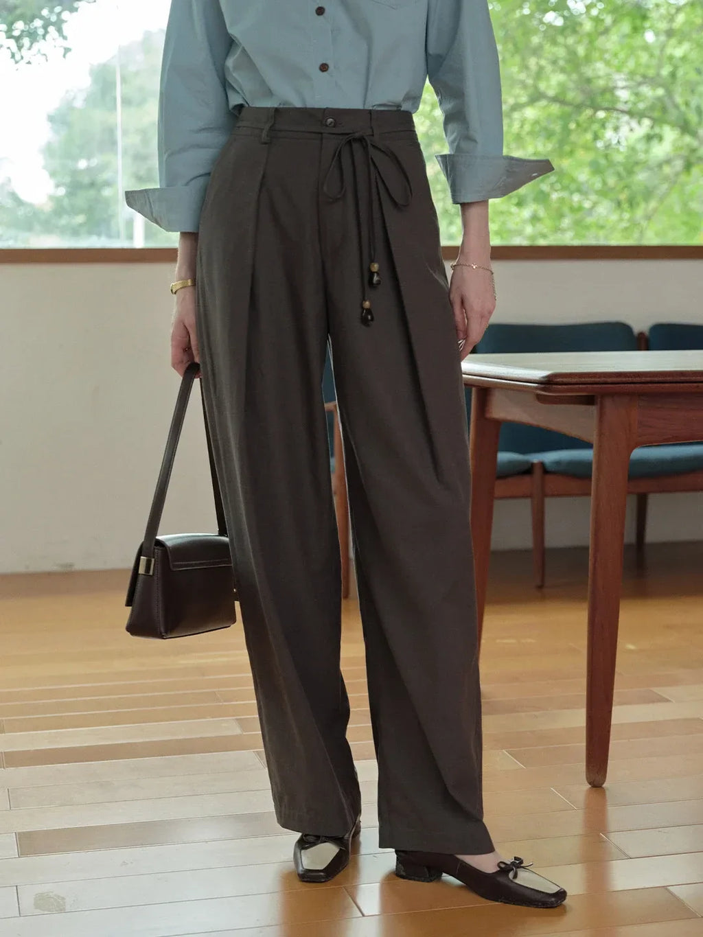 Quincy Pleated Cotton Trousers