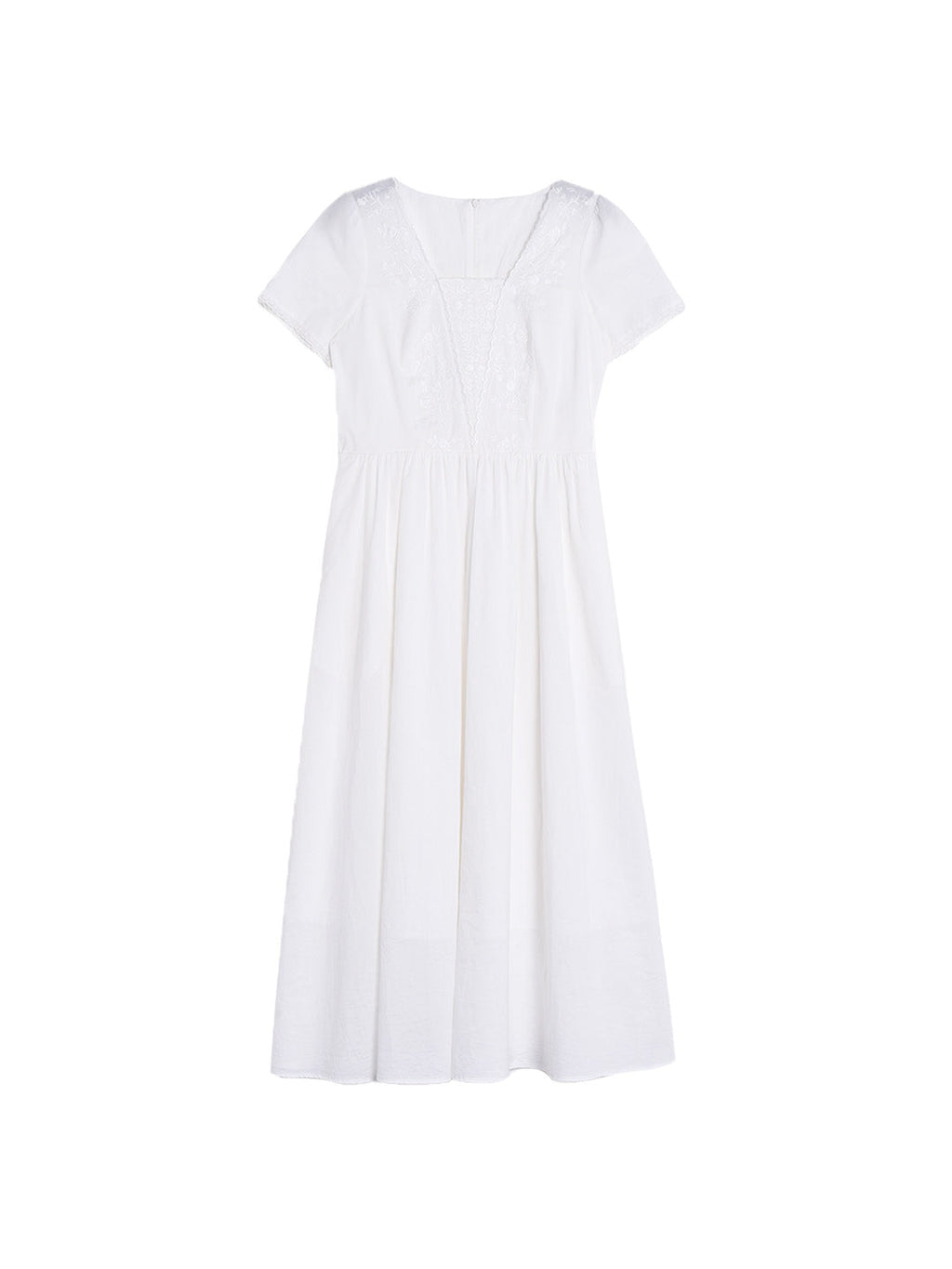May Square Neck Embroidery 100% Cotton Dress