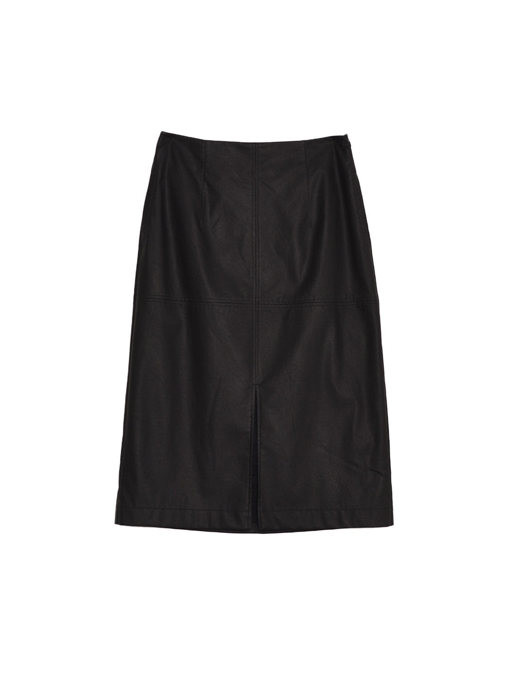 【Final Sale】Aisha Slit Mid-Length PU Leather Skirt