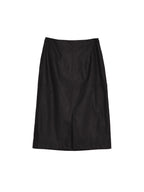 【Final Sale】Aisha Slit Mid-Length PU Leather Skirt