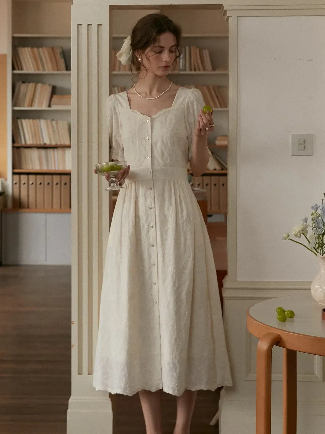 Ayra Sweetheart Neck Puff Sleeves Dress
