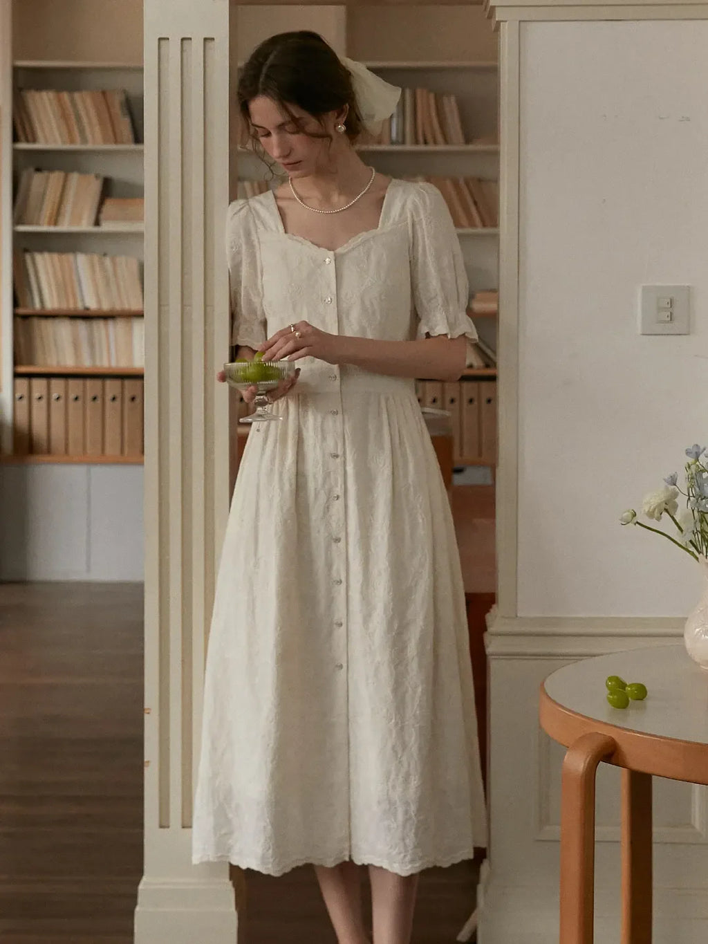 Ayra Sweetheart Neck Puff Sleeves Dress