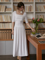 Hayley Simple Square Neck Cotton Dress