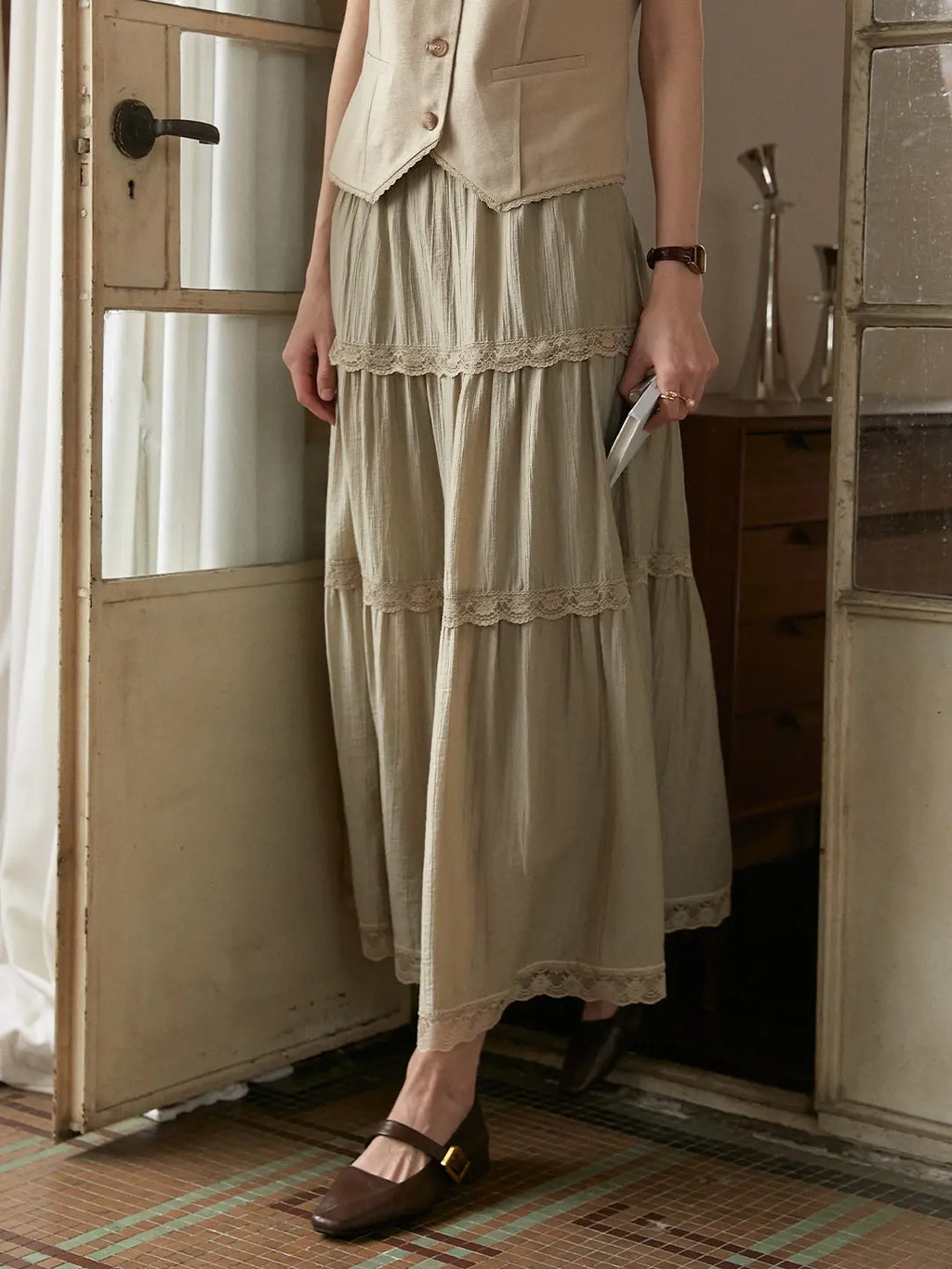 Dana Lace Linen Skirt