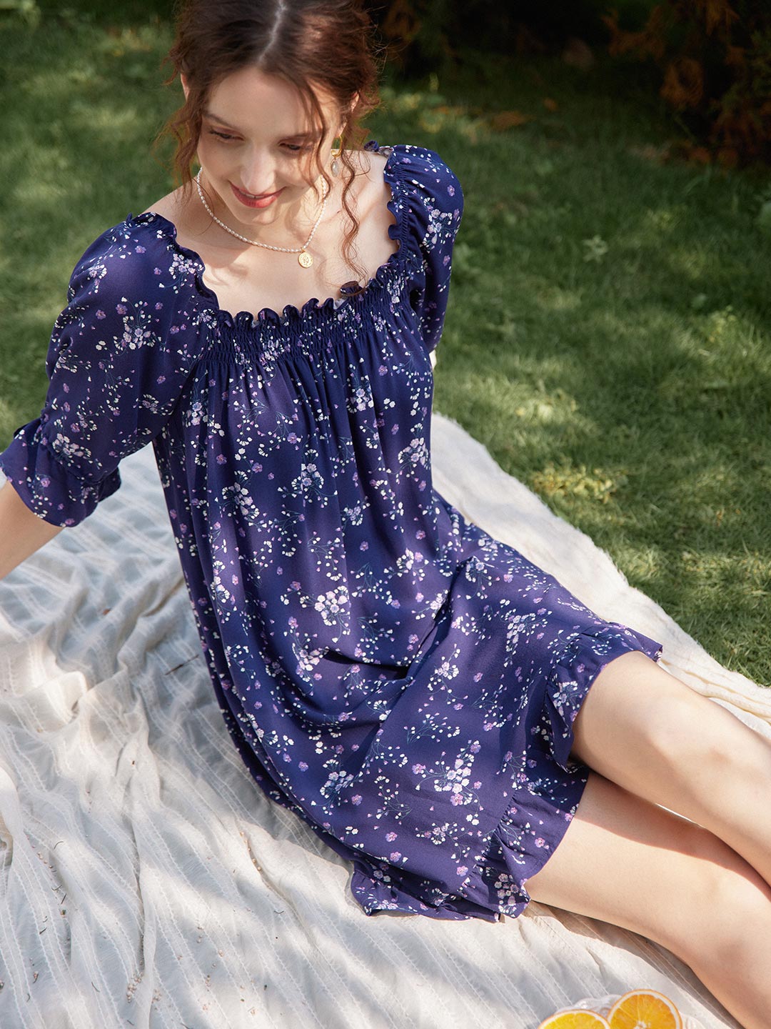 【Final Sale】Belle Square Collar Midi Pleated Dress