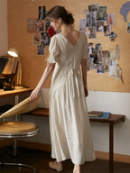 Emiliana V-Neck Accordion Pleats Dress