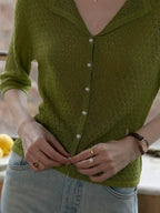 Voka Simple V-Neck Wool Cardigan
