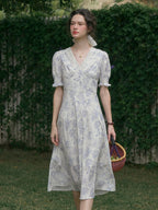 【Final Sale】Stormi Charming V-neck Lace Trimmed Floral Print Dress