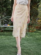 【Final Sale】Mila Floral Printed Ruffle Midi Skirt