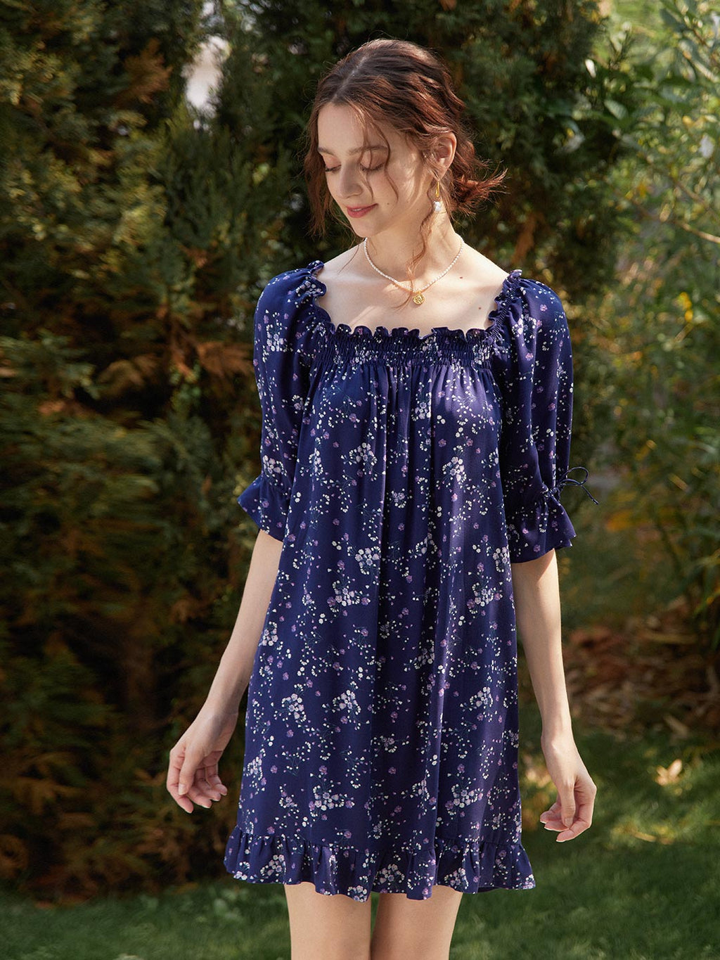 【Final Sale】Belle Square Collar Midi Pleated Dress