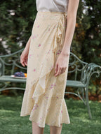 【Final Sale】Mila Floral Printed Ruffle Midi Skirt