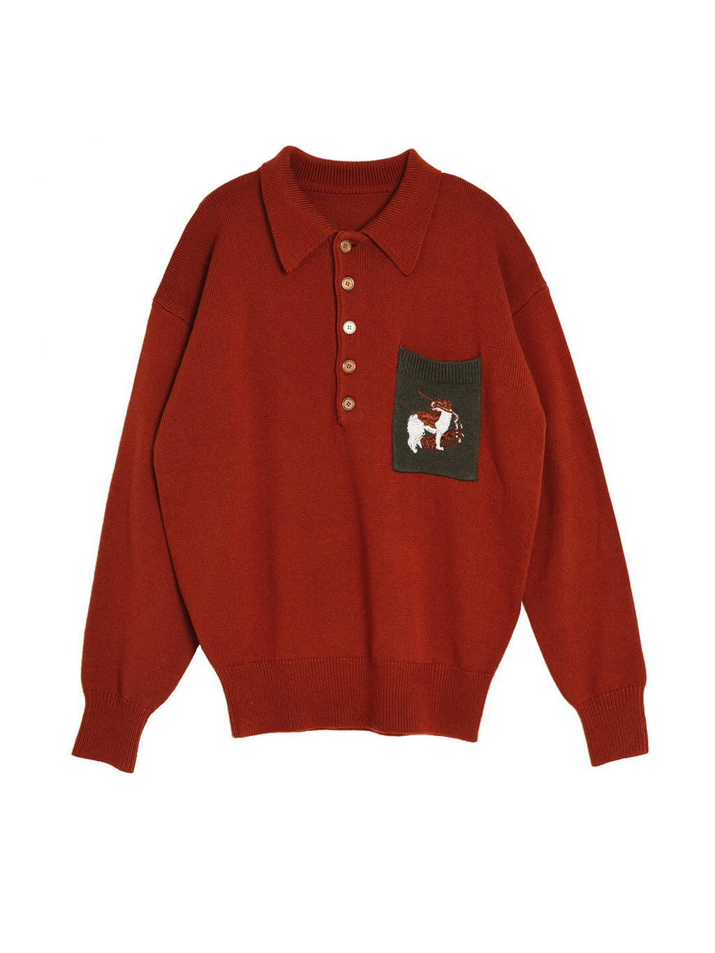 Raquel Polo Embroidery Christmas Red Knit Sweater