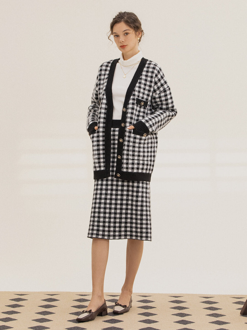 【Final Sale】Ansley Checkerboard Knit Cardigan