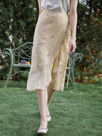 【Final Sale】Mila Floral Printed Ruffle Midi Skirt