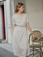 Baylee French Retro Polka Dot V-Neck Dress