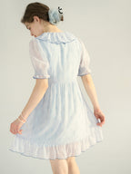 【Final Sale】Amaris Original Ballet Girl Print V Neck Puff Sleeve Dress