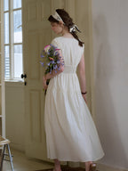 Adalyn Wavy Neck Embroidery 100% Cotton Dress