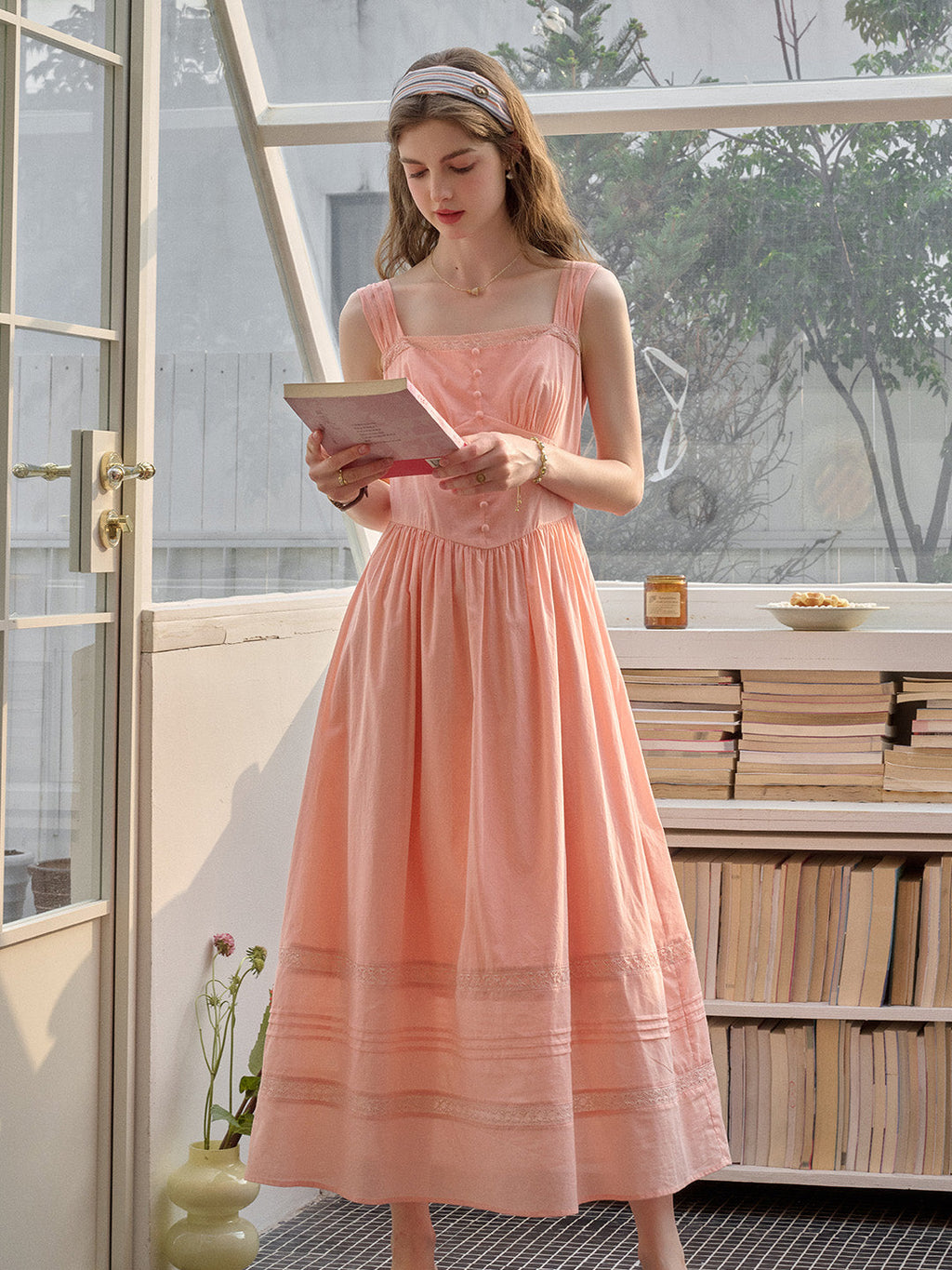 【Final Sale】Ana Sweetheart Neck Lace 100% Cotton Dress
