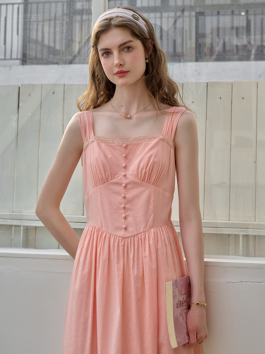 【Final Sale】Ana Sweetheart Neck Lace 100% Cotton Dress