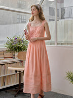 【Final Sale】Ana Sweetheart Neck Lace 100% Cotton Dress
