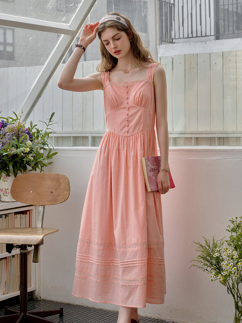 【Final Sale】Ana Sweetheart Neck Lace 100% Cotton Dress