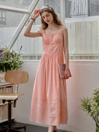 【Final Sale】Ana Sweetheart Neck Lace 100% Cotton Dress
