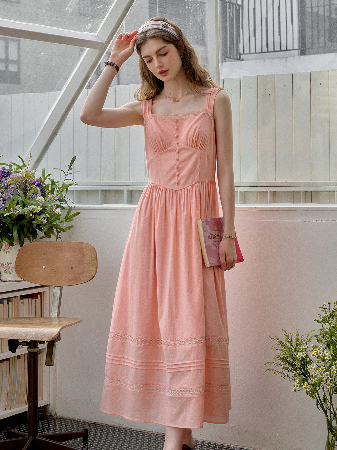 【Final Sale】Ana Sweetheart Neck Lace 100% Cotton Dress
