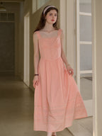 【Final Sale】Ana Sweetheart Neck Lace 100% Cotton Dress