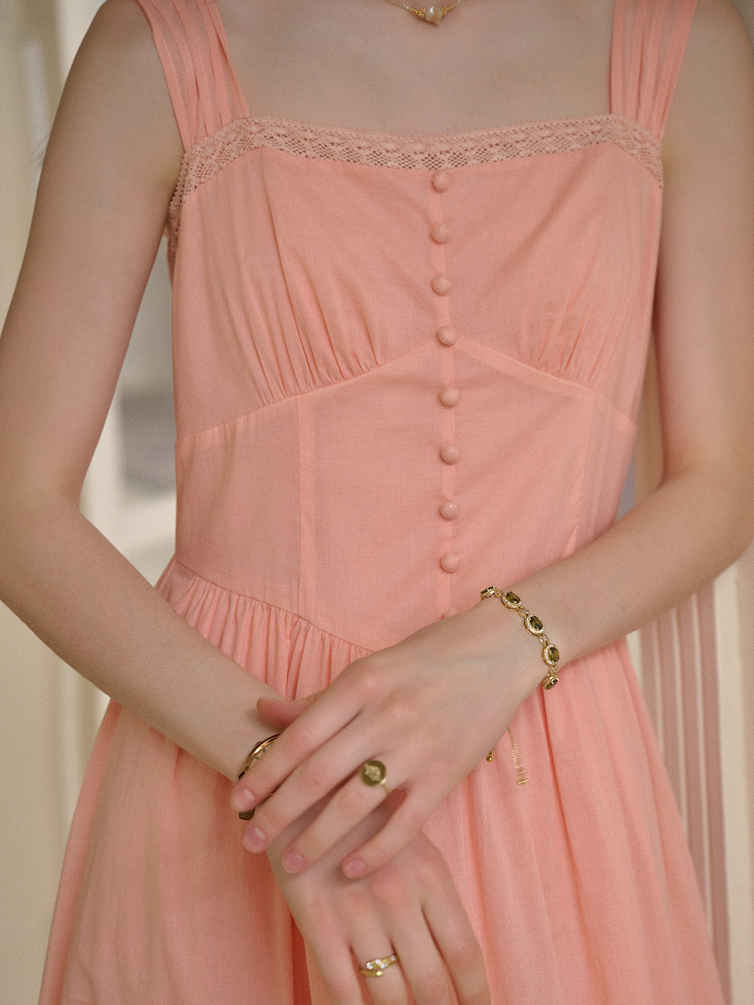 【Final Sale】Ana Sweetheart Neck Lace 100% Cotton Dress
