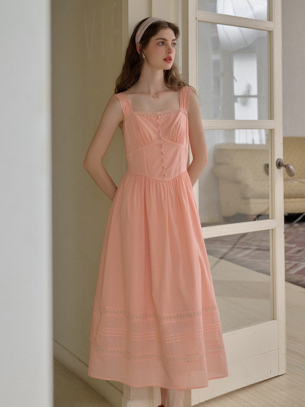 【Final Sale】Ana Sweetheart Neck Lace 100% Cotton Dress