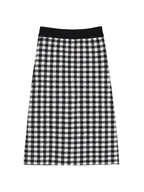 Ansley Checkerboard Black Midi Knitted Skirt