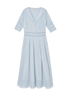 Fiona 100% Cotton Gray Blue Midi Dress