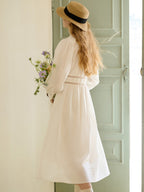 【Final Sale】Alaiya Lace Paneled Hollow Puff Sleeve Dress