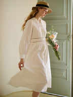 【Final Sale】Alaiya Lace Paneled Hollow Puff Sleeve Dress