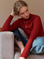 Lisa 100% Wool Half Turtleneck Slim Fit Solid Sweater