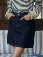 Kayleigh Vintage A-Line Cotton Denim Skirt