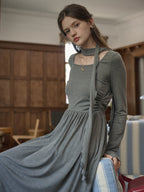 【Final Sale】Eloisa Round Neck Rose Bow Dress