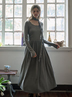 【Final Sale】Eloisa Round Neck Rose Bow Dress