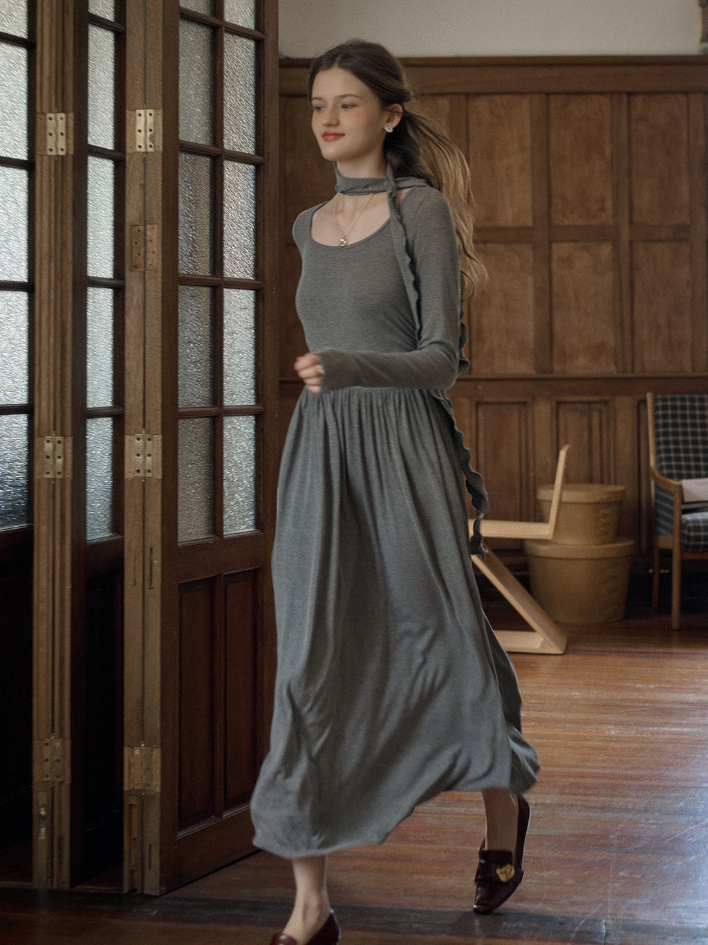 【Final Sale】Eloisa Round Neck Rose Bow Dress