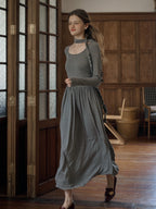 【Final Sale】Eloisa Round Neck Rose Bow Dress