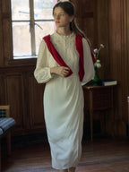 【Final Sale】Eve Trim Round Neck Hollow Rose Embroidered Lace Dress