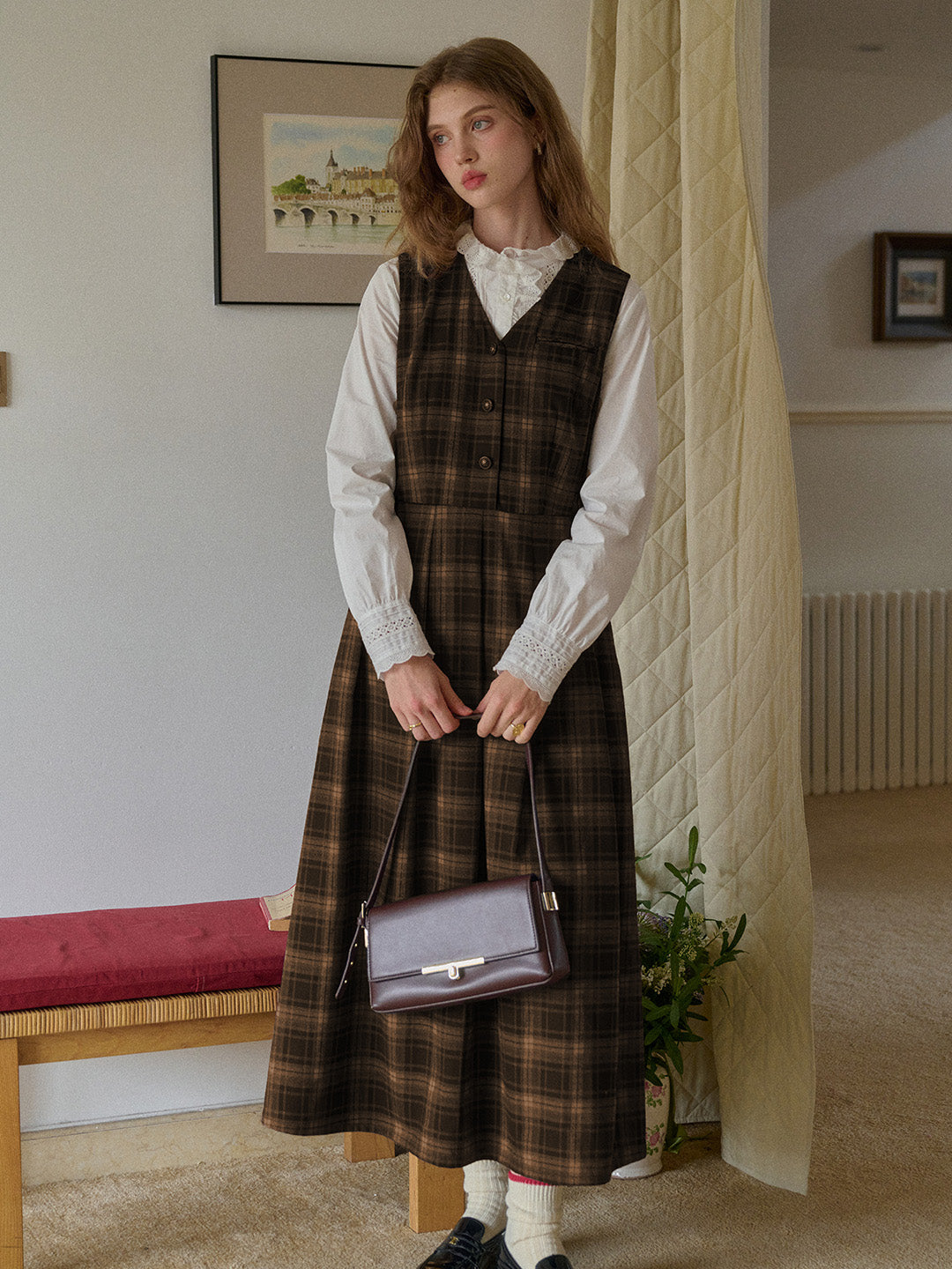 Kinley V-Neck Plaid Dress