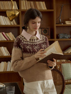 Amayah Sweet Bow Jacquard Classic Crew Neck Fair Isle Sweater