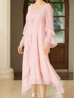 【Final Sale】Lakelyn Romantic Sweet Square Neck Pink Dress