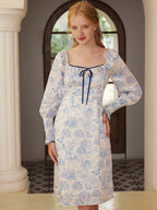 【Final Sale】Mila Elegant Square Neck Contrast Print Dress