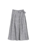Ava Stripe Pleated 100% Linen Skirt